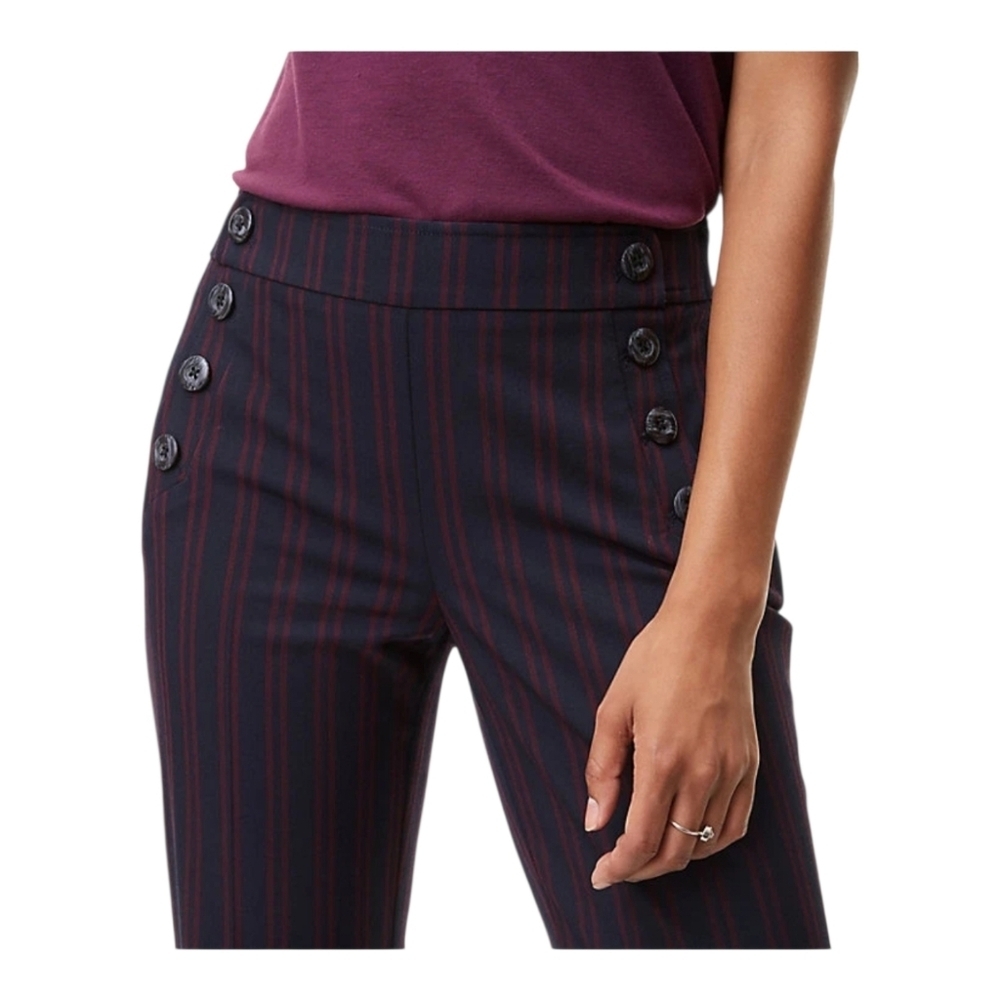 LOFT Womens Navy Blue Striped Marisa Trouser Pants Size 6 - Picture 12 of 12